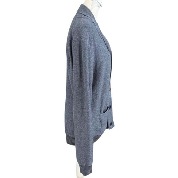 AIGLE MEN'S GREY 100% COTTON SHAWL LAPEL CARDIGAN - L - Picture 2 of 13